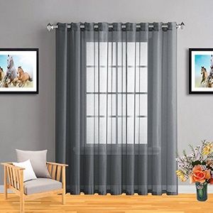 Florence charcoal 2 panels linen textured with 8 grommets each